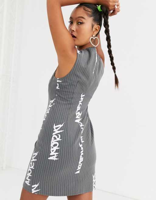 Jaded London structured cami dress with button down detail in reflective  script two-piece