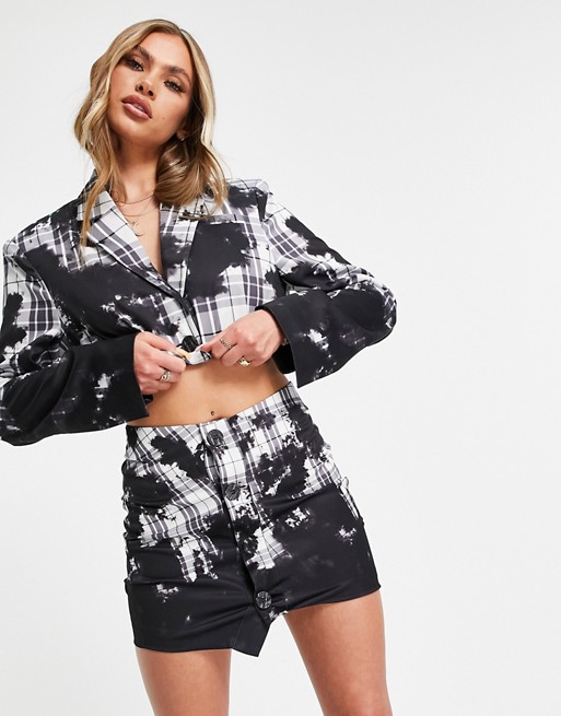Jaded London structured mini skirt in grey print co-ord