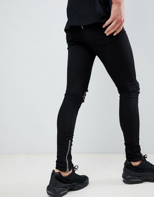 Black Knee Zipper pant, Hyper Denim
