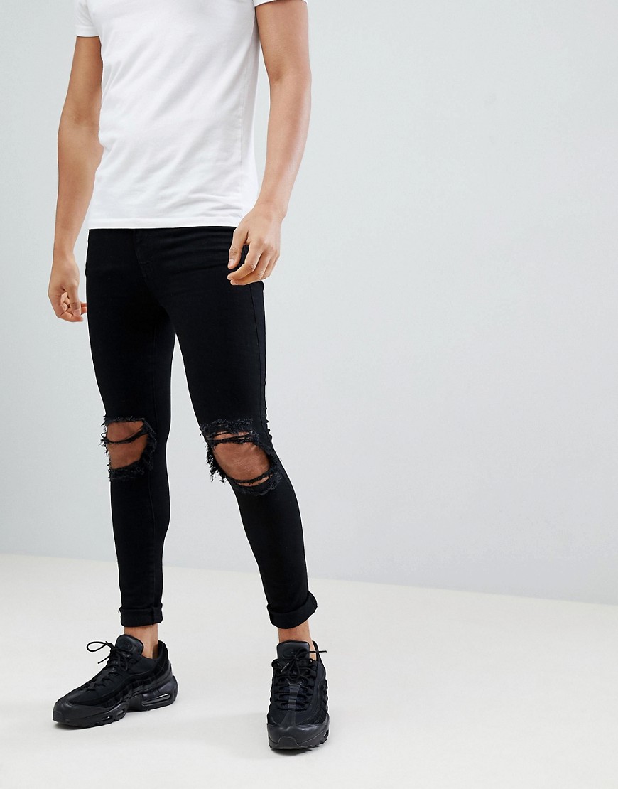 Jaded London – Svarta superskinny jeans med revor
