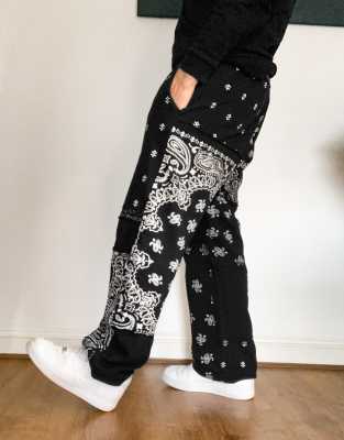 Jaded London sweatpants with paisley print in black