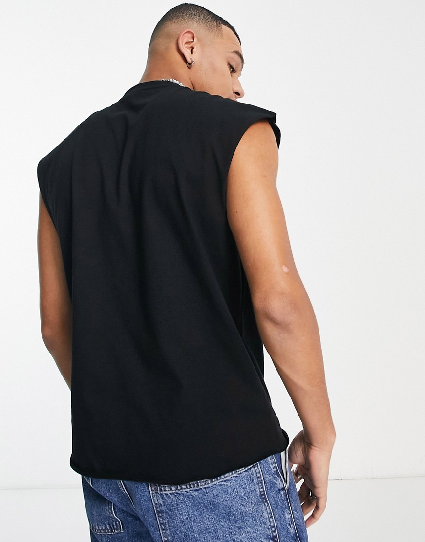 T-shirt oversize senza maniche nera con stampa effetto scontrino-Nero - Jaded London T-shirt donna  - immagine3