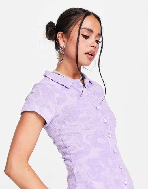 Jaded London towelling romper in lilac, 4 of 4