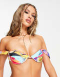 [Jaded London] Jaded London underwire bikini top in multi print-Pink 4 Multi