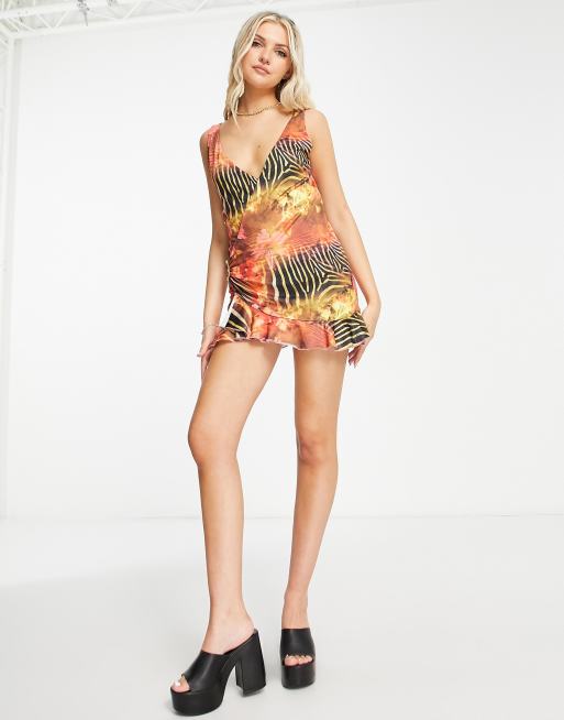 Jaded London MINI CINDY PLUNGE DRESS - Cocktail dress / Party dress -  multi/multi-coloured 