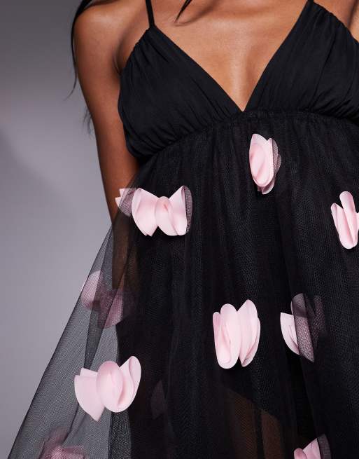 Jaded Rose 3D bow tulle mini dress In black | ASOS
