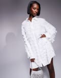[Jaded Rose] Jaded Rose 3D textured shirt dress in white-Black 10 White