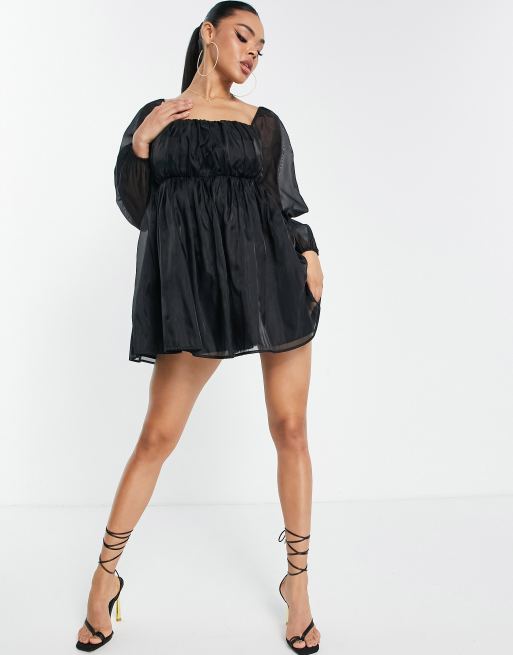 Jaded Rose baby doll mini dress in black ASOS