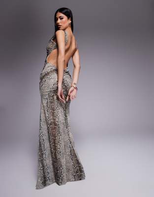 Jaded Rose Backless Maxi Dress In Brown