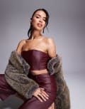 [Jaded Rose] Jaded Rose bandeau corset crop top in oxblood (part of a set)-Red 14 Oxblood