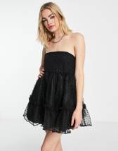 ASYOU organza satin mix cami dress in black