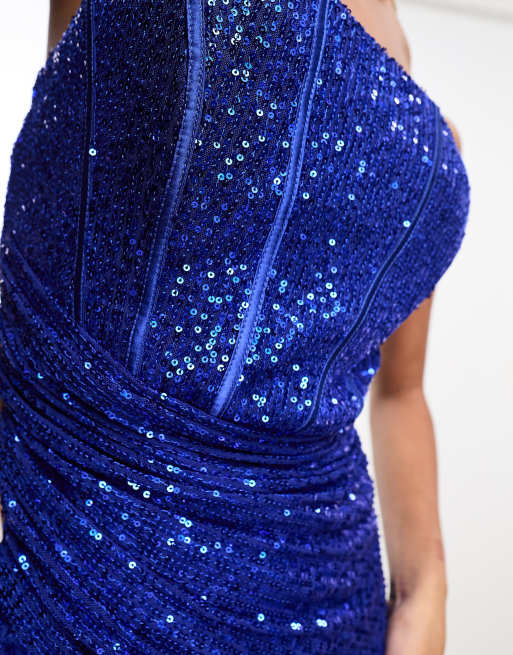 Jaded Rose corset drape sequin maxi dress in electric blue | ASOS