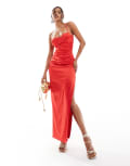 [Jaded Rose] Jaded Rose corset satin maxi dress in red 14 Red