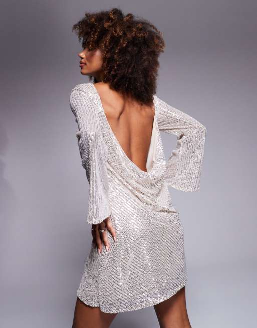 Jaded Rose cowl back sequin mini dress in silver ASOS