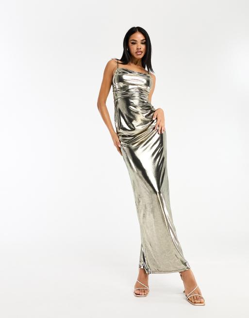 Silver cowl neck maxi sales dress