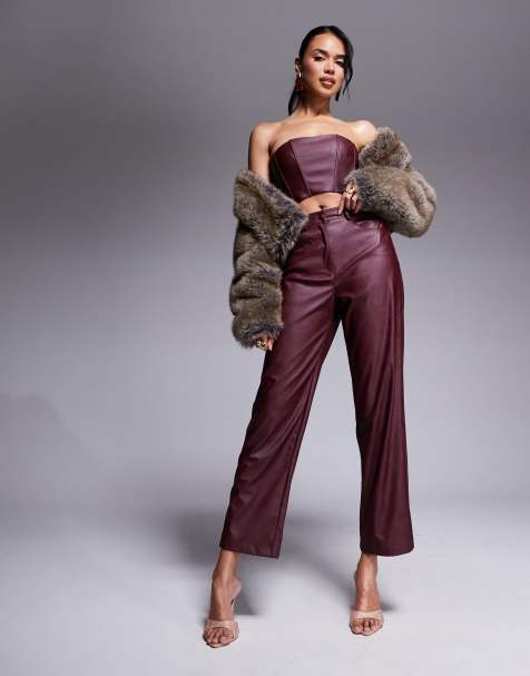 Jaded Rose straight leg trousers co-ord in oxblood