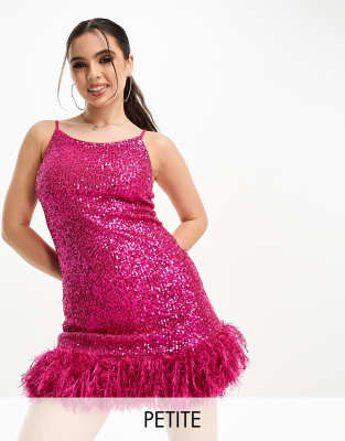 Jaded Rose embellished faux feather mini dress in pink - ASOS Price Checker