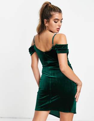 cold shoulder dress green