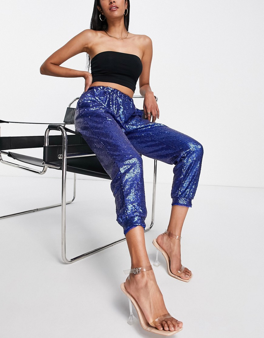 Jaded Rose exclusive sequin jogger in petrol blue - part of a set