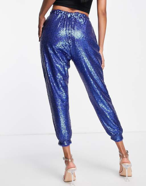 Blue hot sale silk joggers