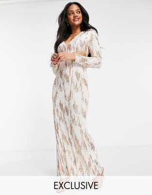 sequin plunge maxi dress