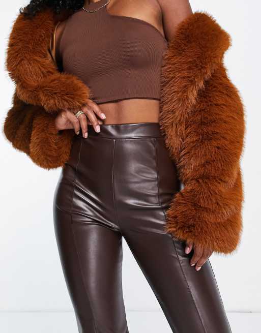 Jaded Rose - Exclusivité - Pantalon ample d'ensemble en PU - Chocolat, 3 de 4