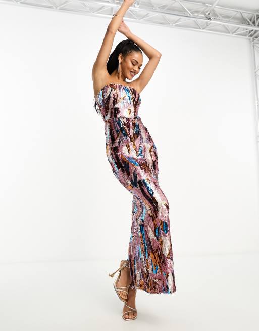 Jaded Rose geo embellished maxi dress in mixed sequin ASOS