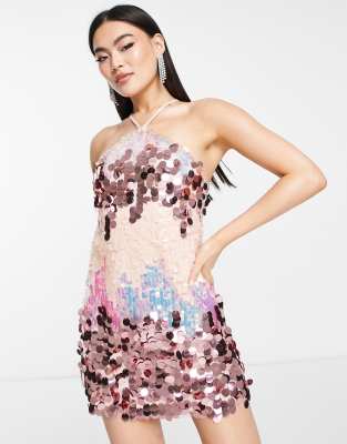 Jaded Rose halterneck mini dress in statement sequin - ASOS Price Checker