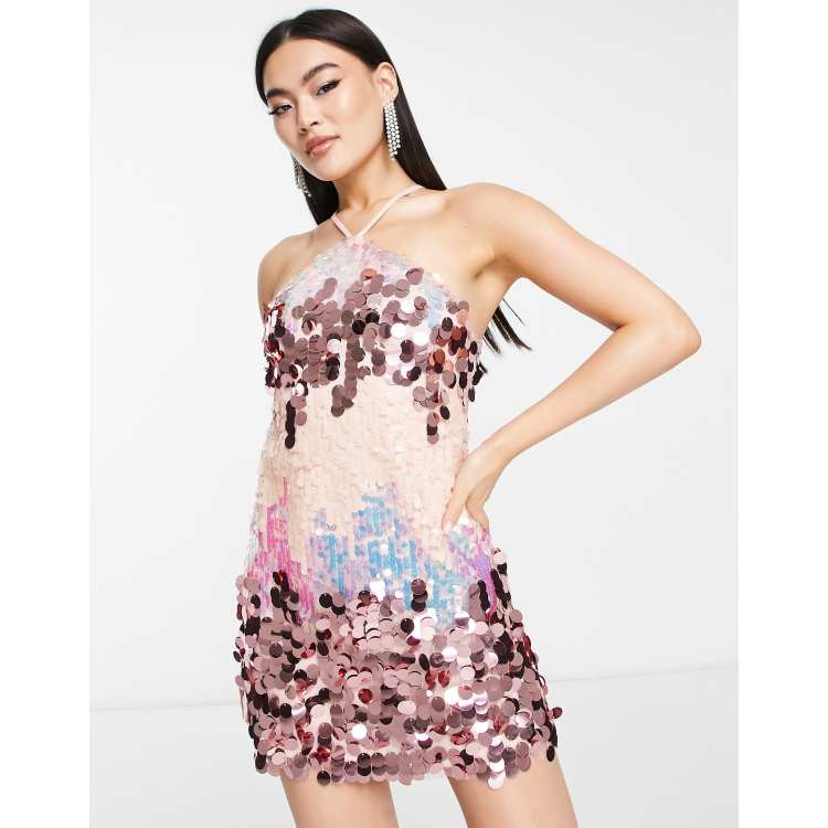 パーティードレス Jade Sequin-embellished Structured Mini Dress Jaded Rose halterneck mini dress in statement sequin | ASOS