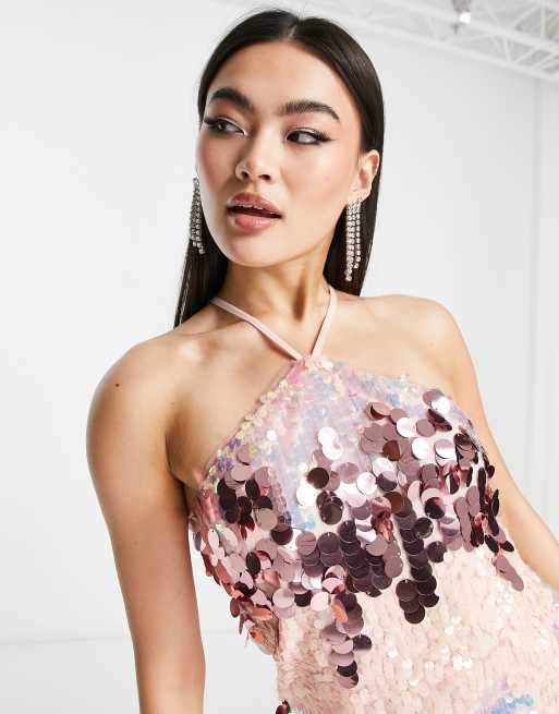 パーティードレス Jade Sequin-embellished Structured Mini Dress Jaded Rose halterneck mini dress in statement sequin | ASOS
