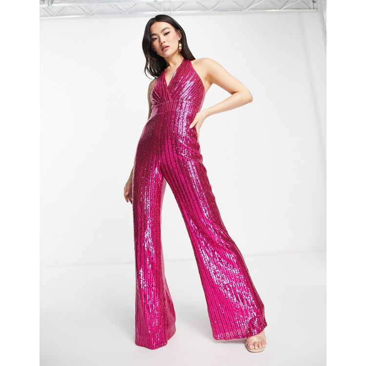 Pink sales sequin pantsuit