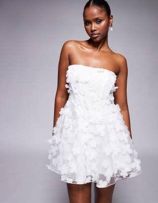 Jaded Rose - Korsett-Minikleid in Weiß mit 3D-Blüten