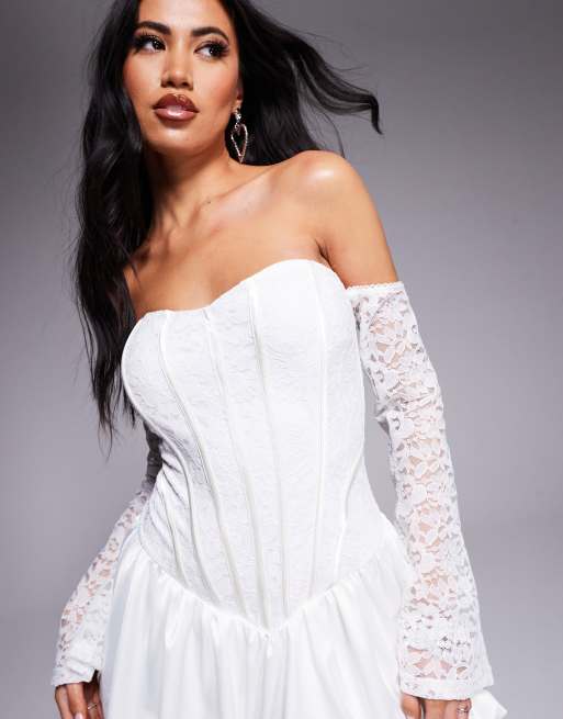 uo vixen satin & lace bustier maxi dress Leila Satin Corset Maxi Dress - Ivory main image 1