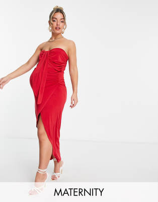 Jaded Rose Maternity Jaded Rose Maternity bandeau midi red drape