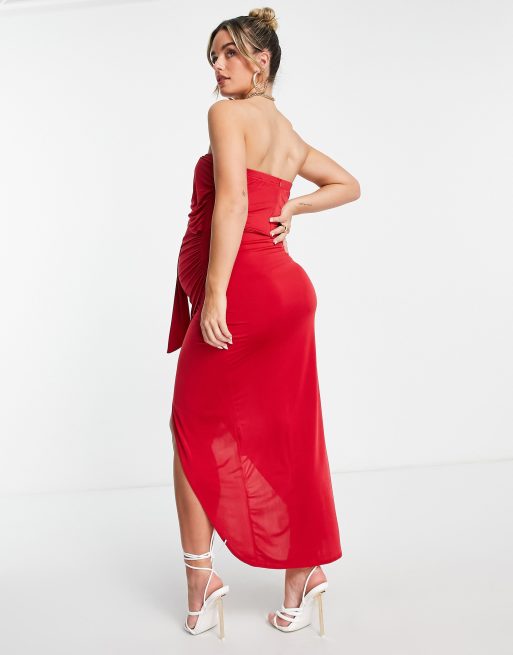Jaded Rose Maternity - Draperet rød bandeau-midikjole, 2 af 4
