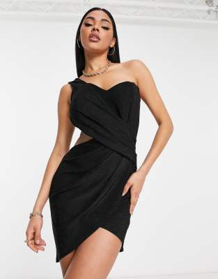 Jaded Rose - Minikleid in Schwarz mit Korsettdetail und One-Shoulder-Träger