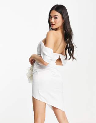 ivory satin corset mini dress