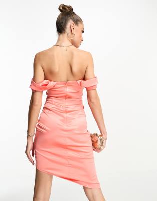 Jaded Rose Off Shoulder Corset Mini Dress In Orange