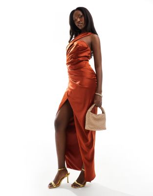 Jaded Rose one shoulder maxi dress in rust