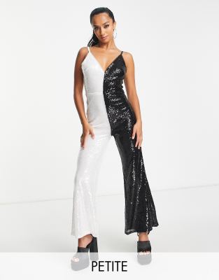 Jaded Rose exclusive flared corset jumpsuit in black sequin