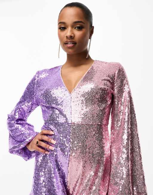 Pink and purple sequin dress sale