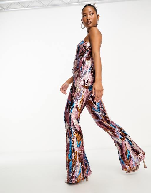 Flared shop sequin jumpsuit