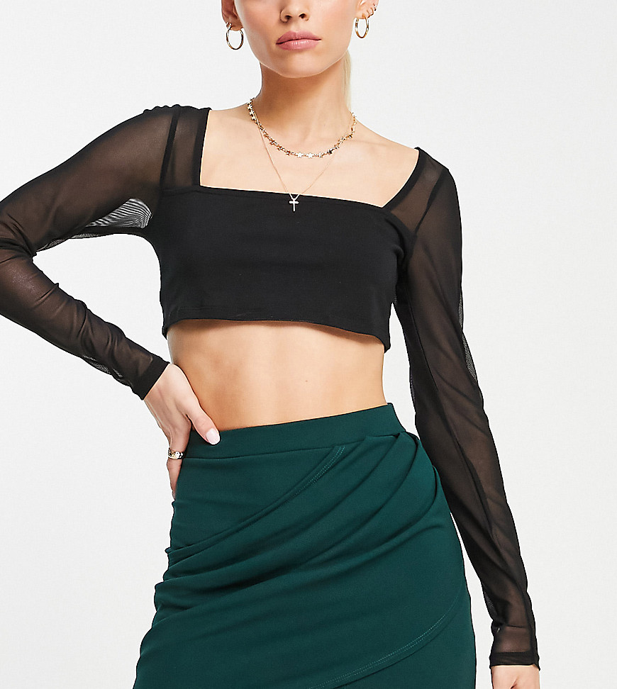 Jaded Rose Petite Exclusive Ruched Mini Skirt Co-Ord In Emerald Green