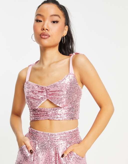 Baby pink store sequin top