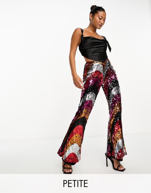 Asos Petite Pants & Leggings  Womens Chainmail Sequin Slim Flare Pant  Multi » Bapaskediri