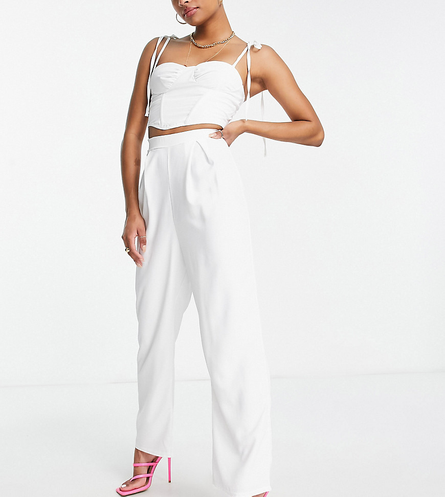 Jaded Rose Petite high waist wide leg pants in white - part of a set