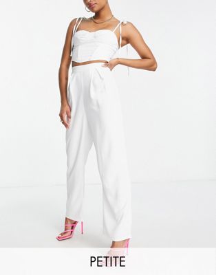 Jaded Rose Petite high waist wide leg trousers in white co-ord