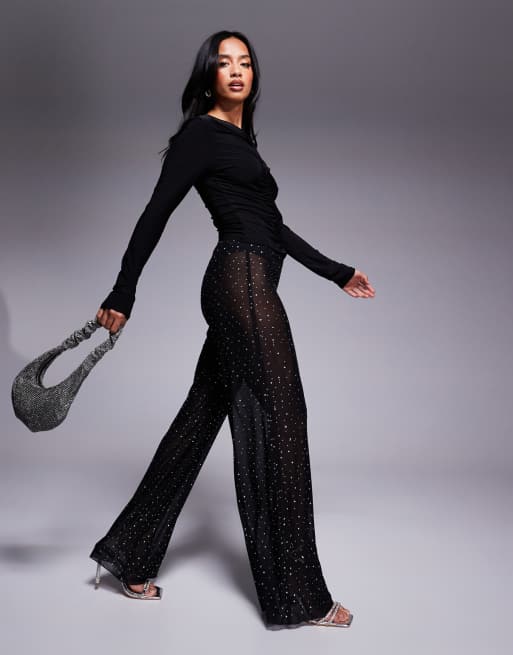 Jaded Rose Petite hotfix pants in black - part of a set | ASOS