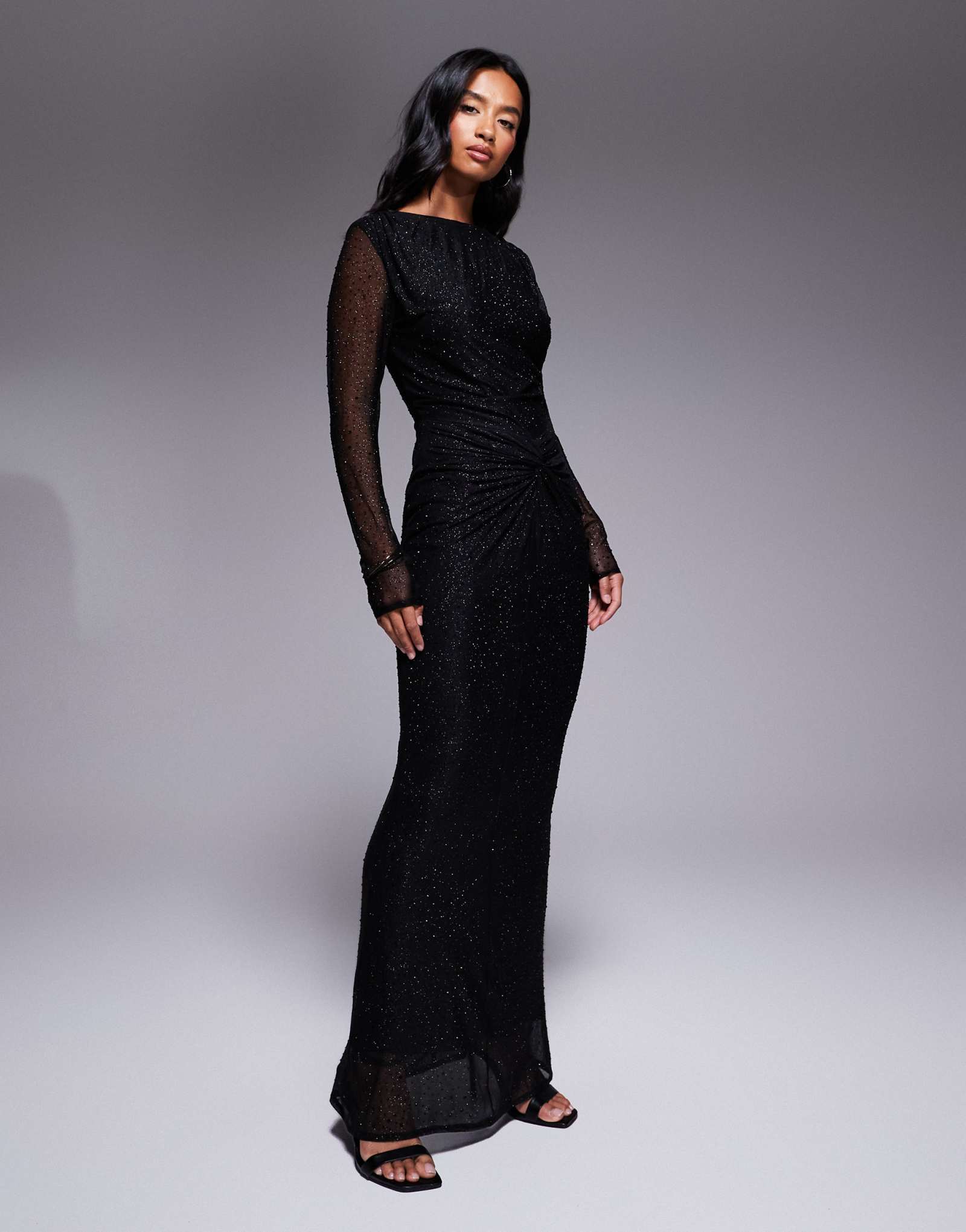 Обтягивающее макси-платье Jaded Rose Petite с узлом черного цвета