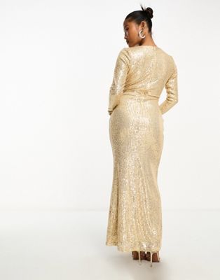 Here to Wow Gold Sequin Maxi Dress